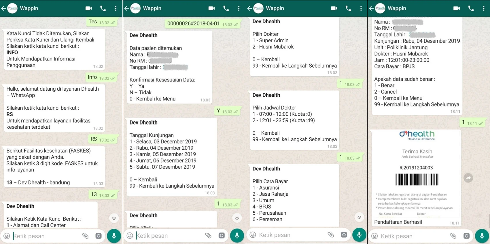 Pendaftaran Pasien via Whatsapp Business