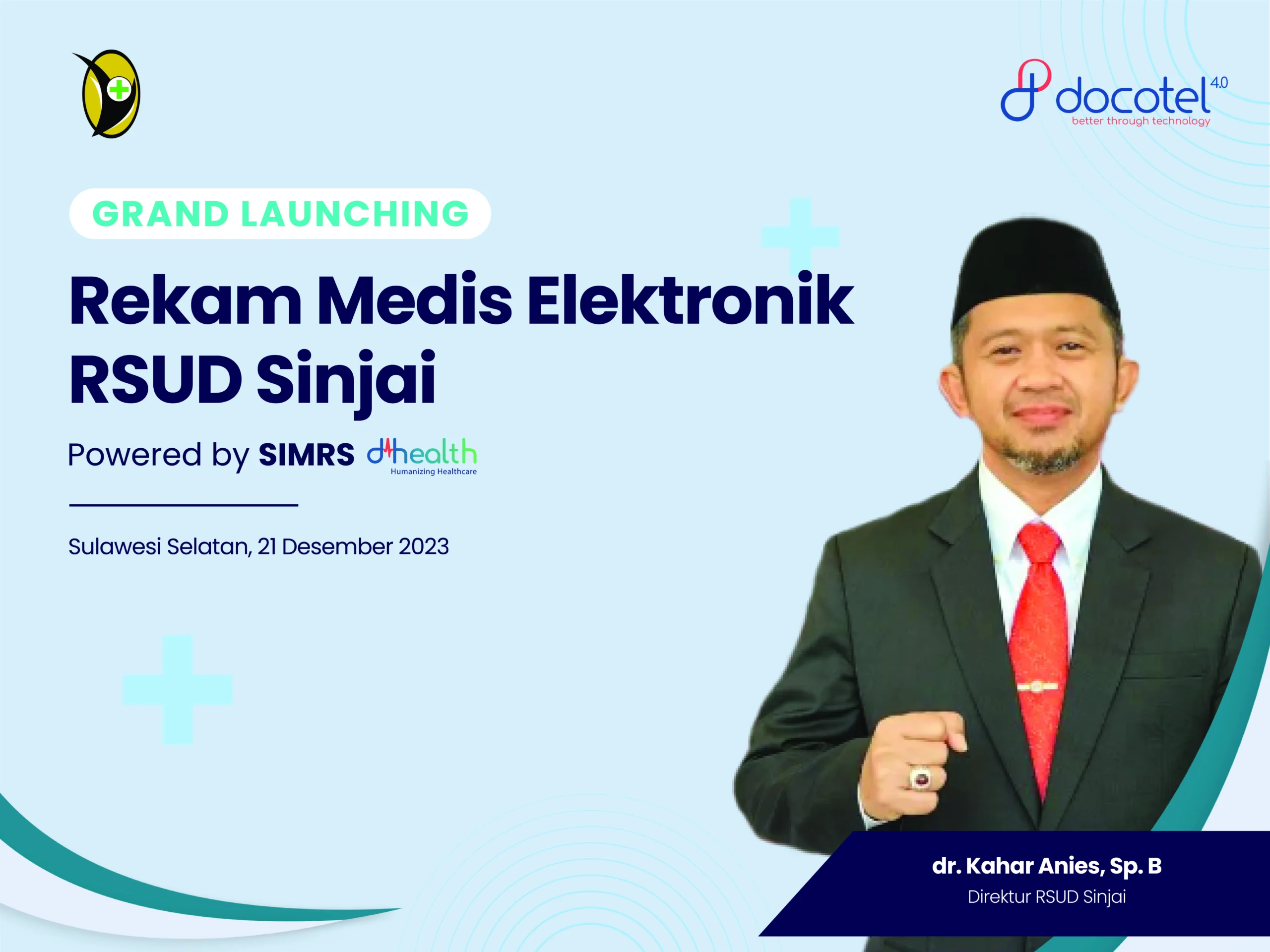 dr.Kahar Anies,Sp.B , Meresmikan dhealth sebagai SIM RS RSUD SINJAI